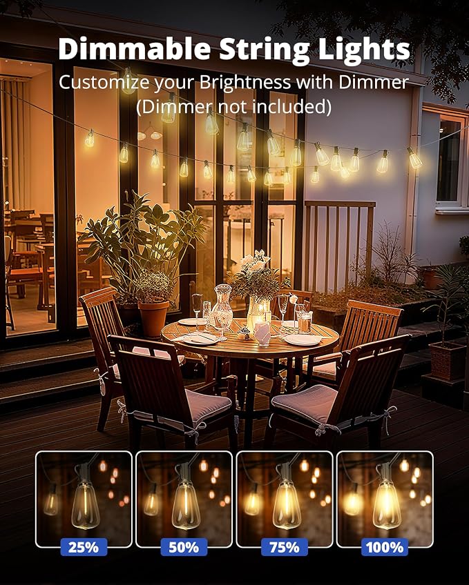 VIPAR Outdoor String Lights 30FT LED Patio Lights Waterproof - Image 2