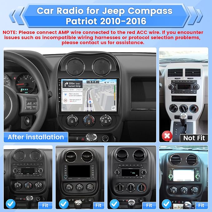 Car Radio for Jeep Compass Patriot 2010 2011 2012 2013 2014 2015 2016: 10.1 - Image 2
