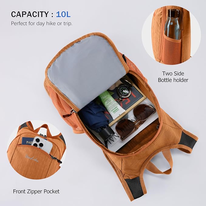 Uselike 10L Small Hiking Backpack Travel Daypack Lightweight Packable Back Pack - Image 5