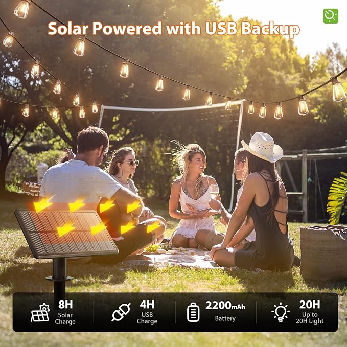 KYY 54FT Solar String Lights Outdoor Waterproof - Image 5