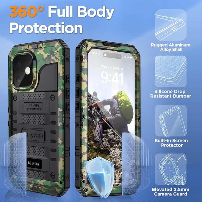 Mitywah Waterproof Case for iPhone 16 Plus, Shockproof Heavy Duty Case - Image 5