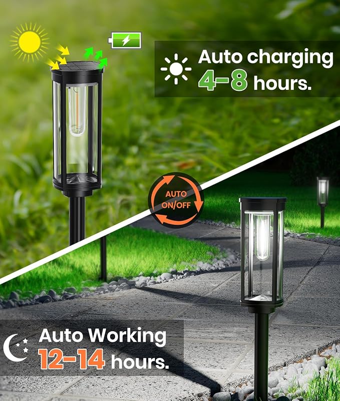 NEWMESSI 8 Pack Solar Pathway Lights Outdoor, Super Brightness IP65 Waterproof - Image 6