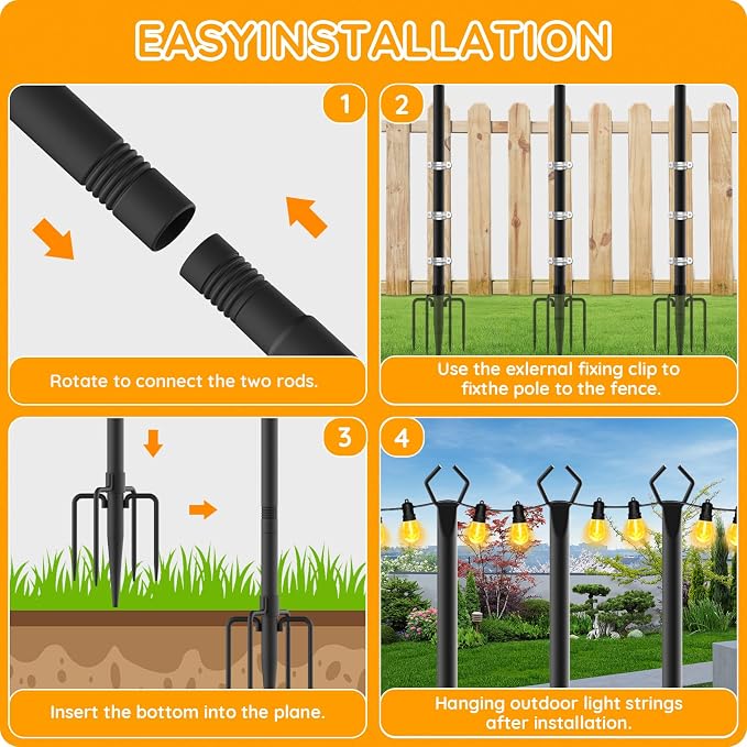 AHRLHR 7 Pack String Light Poles, Poles - Image 7
