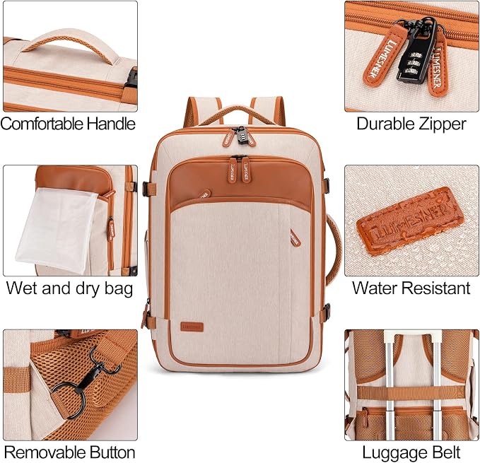 Lumesner Carry on Travel Backpacks, Extra Large 40L Flight Approved Bag - Image 7