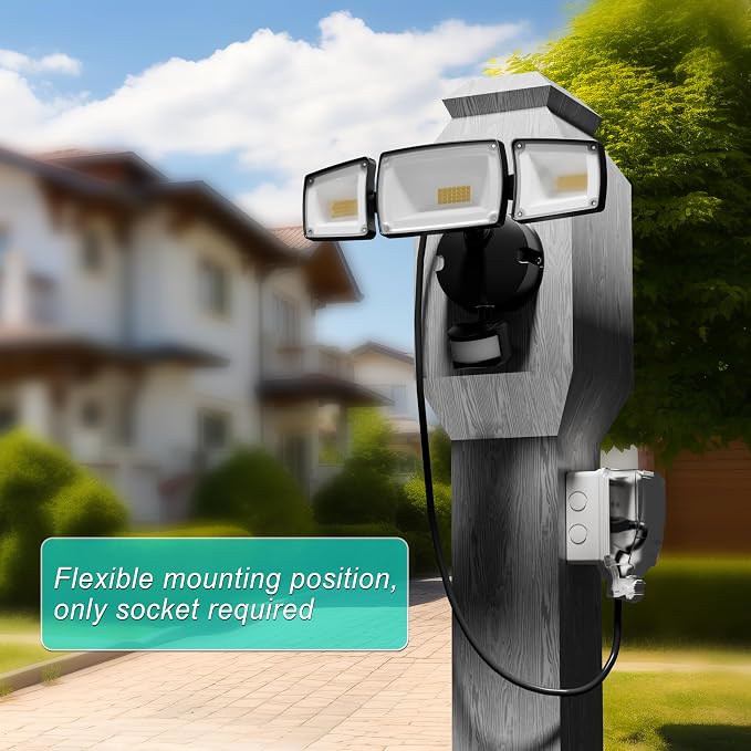 USTELLAR 55W Plug in Motion Sensor Lights Outdoor, Flood Lights Motion Sensor - Image 4