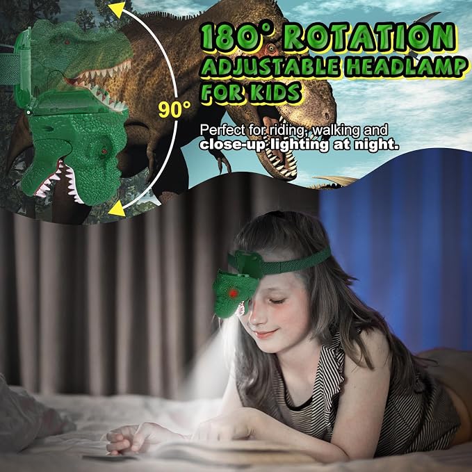 Nitigo Dinosaur Headlamp for Kids Flashlight Led Headlights Roar & Silent Mode - Image 7