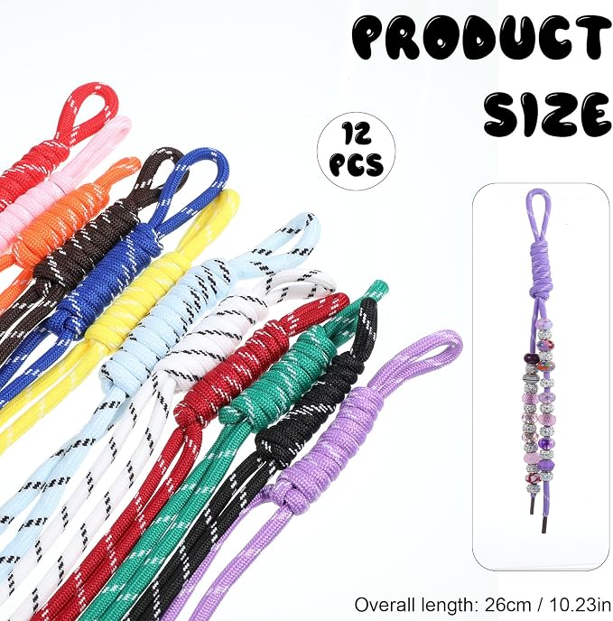 12 PCS Paracord Keychain Bag Charms, Colorful Paracord Rope Keychain Braided - Image 2