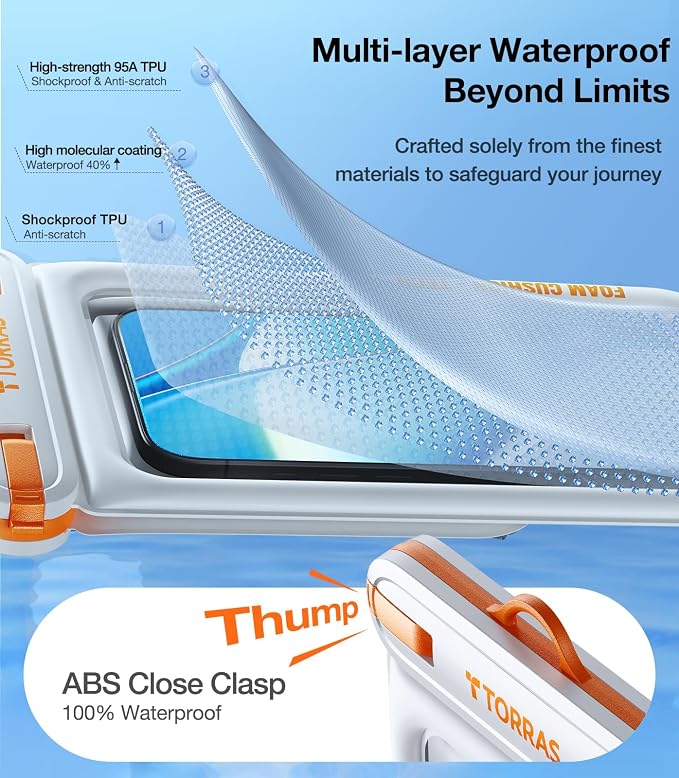 TORRAS IP68 Waterproof Phone Pouch Double Space, Floating Waterproof Phone Case - Image 4