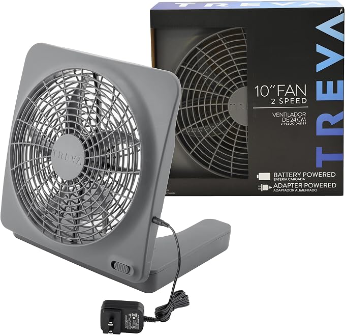 O2COOL Treva 10-Inch Portable Desktop Air Circulation Battery Fan, 2 Speed by O2COOL