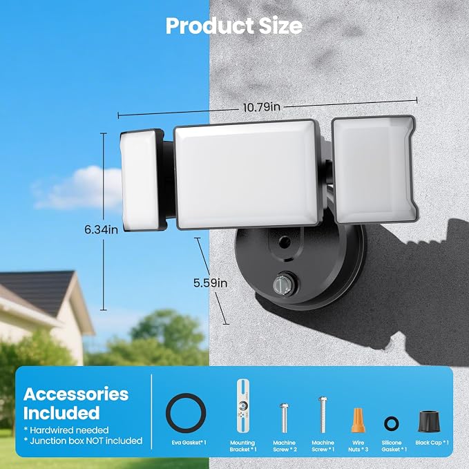 Olafus 80W Flood Lights Dusk to Dawn Outdoor Lighting, IP65 Waterproof LED - Image 7