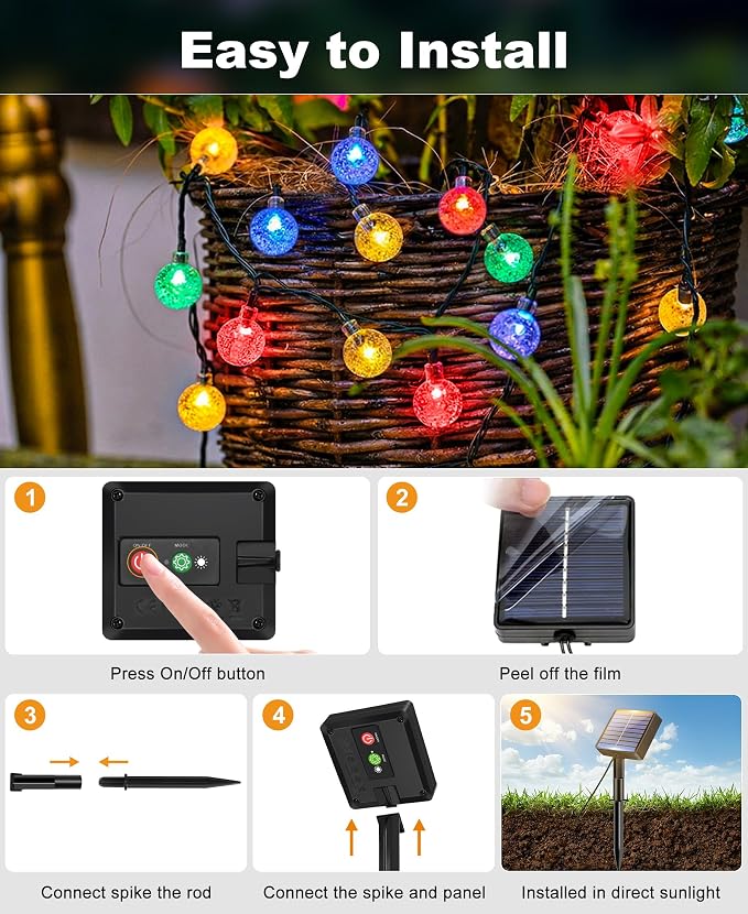 btfarm 2 Pack Solar String Lights Outdoor Waterproof, Total 98 FT 100 LED Solar - Image 6