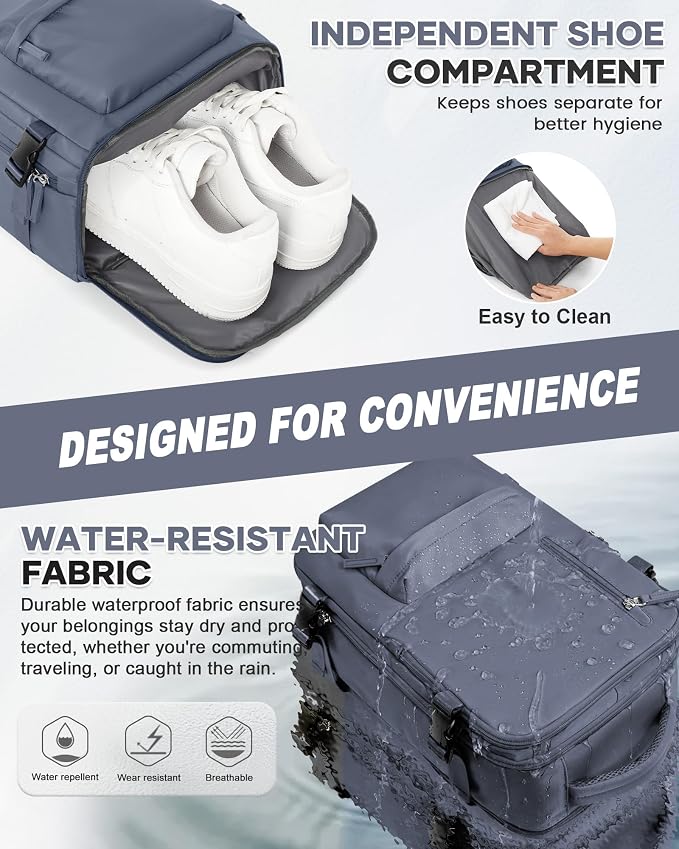 WONHOX Large Travel Backpack Carry on Flight Approved Laptop Work Business - Image 3
