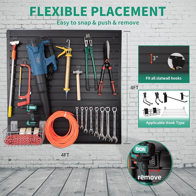 FRAYSCENT Slat Wall Paneling Garage Slat Wall Storage Systems Slatwall Panels - Image 3