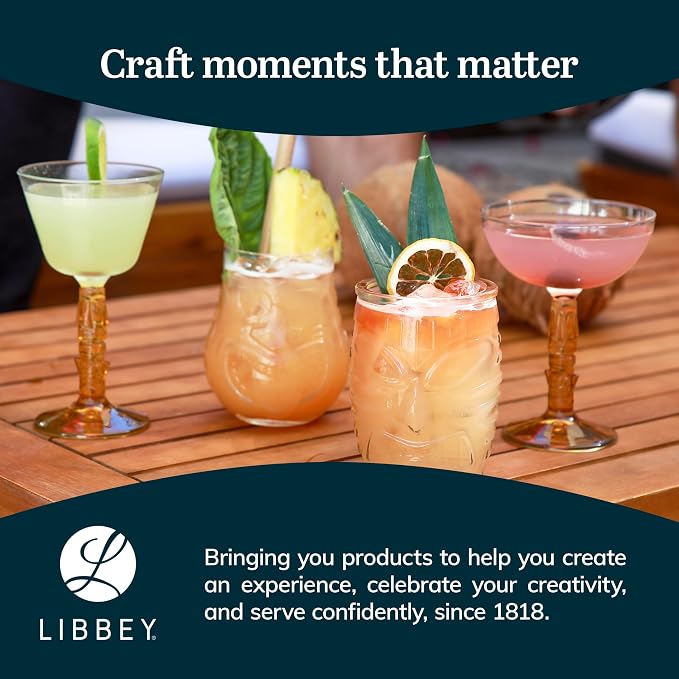 Libbey Tiki Rocks Glasses Set, Vintage-style Glassware Drinking Glasses Set of 4 - Image 6
