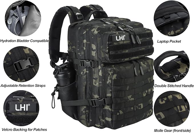 LHI Military Tactical Backpack for Men and Women 45L Army 3 Days Assault Pack - Image 5