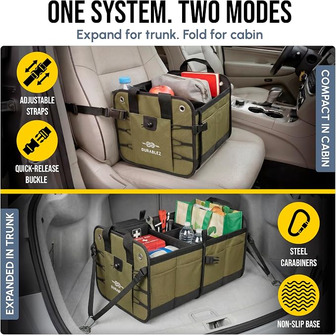 Heavy Duty Foldable Trunk Organizer 2-Section – Dual-Compartment Car Cargo Box - Image 7