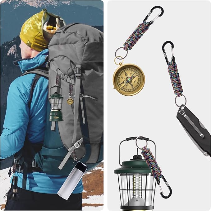 EOTW Paracord Keychain for Men Women Paracord Carabiner Backpack Keychain - Image 2
