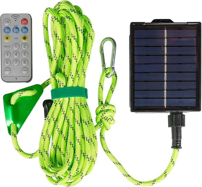 Solar Luminous Paracord Rope, 23ft Solar-Powered Green Glow Rope - Image 6