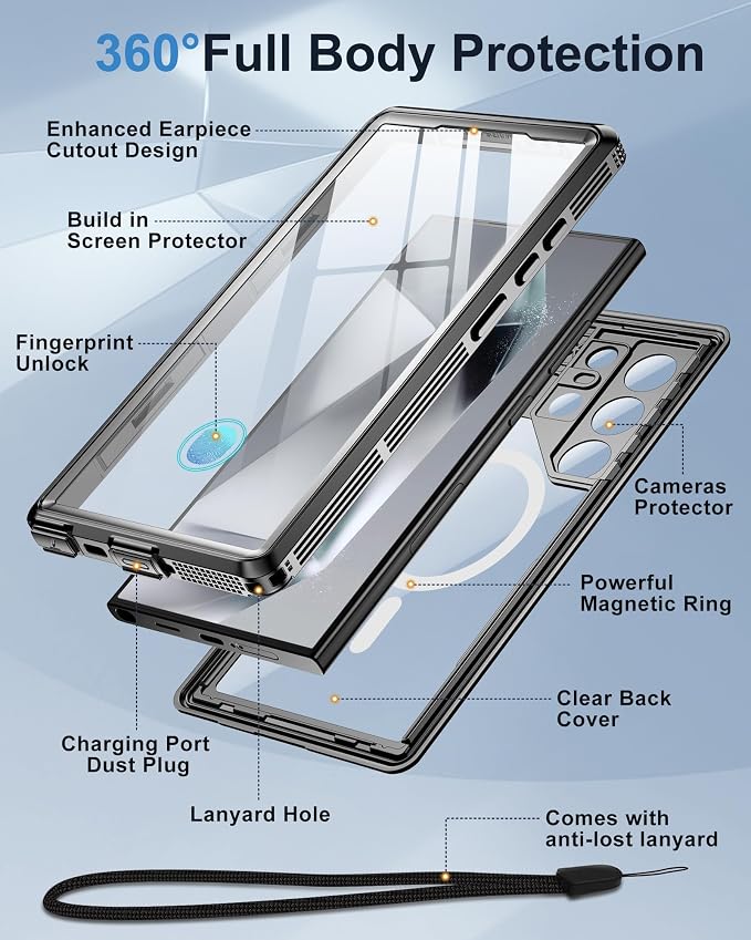 for Samsung Galaxy S24 Ultra Waterproof Case, Magnetic Heavy Duty Military - Image 5