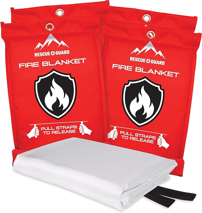 Fire Blanket 4 Pack 40”x40” by RescueGuard