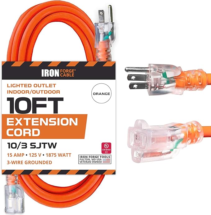 Iron Forge Cable Lighted Outdoor Extension Cord 10 Ft by IronForgeCable