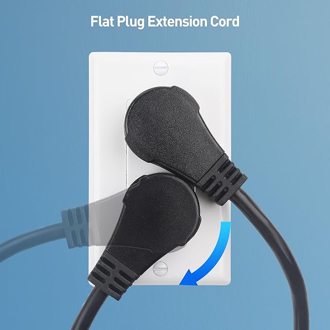 Cable Matters 2-Pack 16 AWG 360° Rotating Flat Plug Extension Cord - 6ft - Image 3