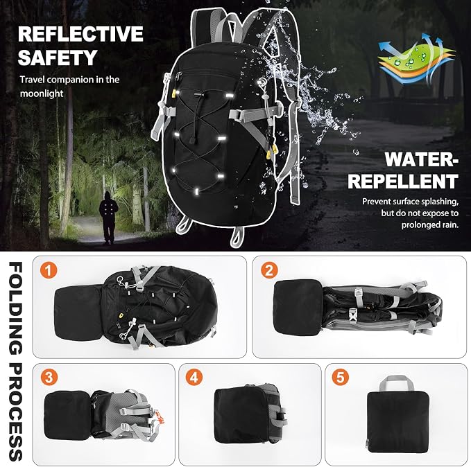 20L Hiking Backpack Lightweight Packable Hiking Daypack, Foldable Small Travel - Image 5