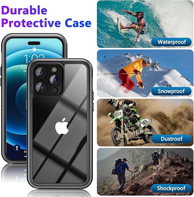 Jancane iPhone 14 Pro Max Waterproof Case, IP68 Underwater, Built-in Screen - Image 7