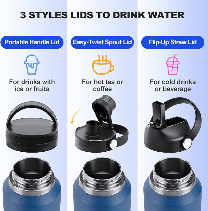 HYDROWION 32oz Water Bottle, Double Wall Vacuum Stainless Steel Insulated Water - Image 6