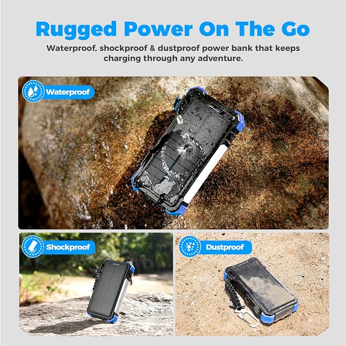BLAVOR Solar Power Bank 20000mAh Built-in Cables, Wireless Charger - Image 6
