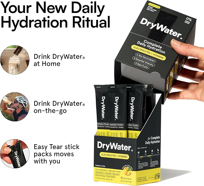 DryWater Electrolyte Powder Packets, Lemon Lime - Image 4