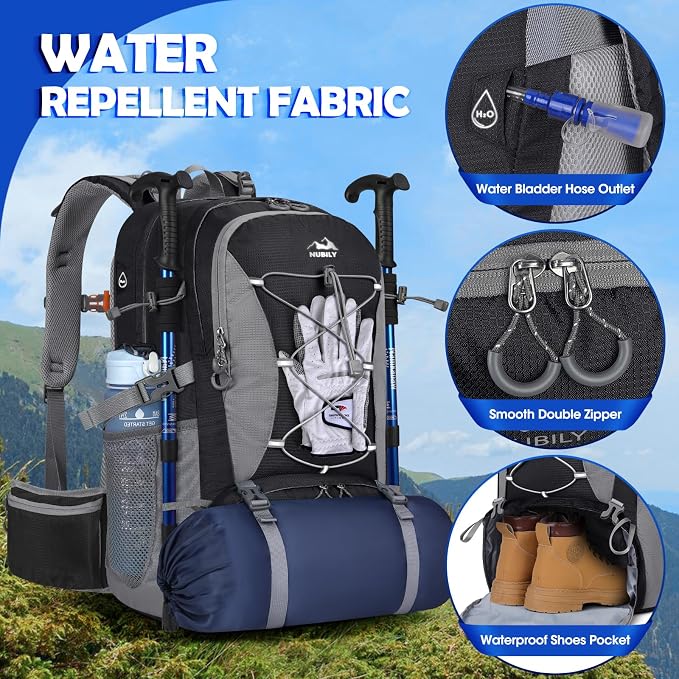 NUBILY 50L Hiking Backpack Waterproof Camping Backpack - Image 3