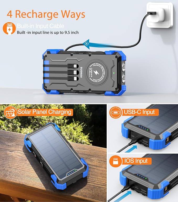 Sudrov Solar Charger Power Bank, 42800mAh Wireless Portable Charger - Image 3