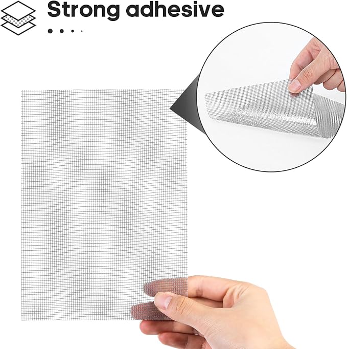 Secopad 5" x 7" Grey/Black Screen Repair Kit, Strong Adhesive Fiberglass Mesh - Image 2