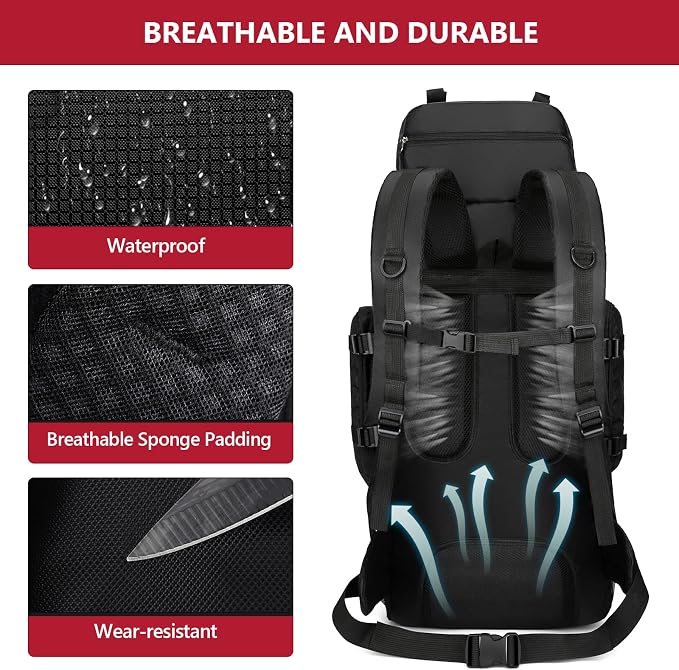 90L Hiking Backpack, Waterproof Camping Bag - Image 6