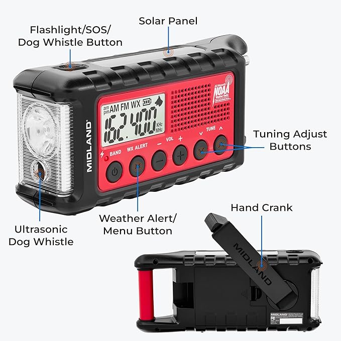 Midland - ER310, Emergency Crank Weather AM/FM Radio - Multiple Power Sources - Image 5