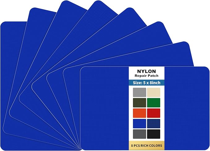 KING MOUNTAIN Self Adhesive Nylon Fabric Repair Patch, 5×8 Inches 8 Pcs by ForABetterHomeLife