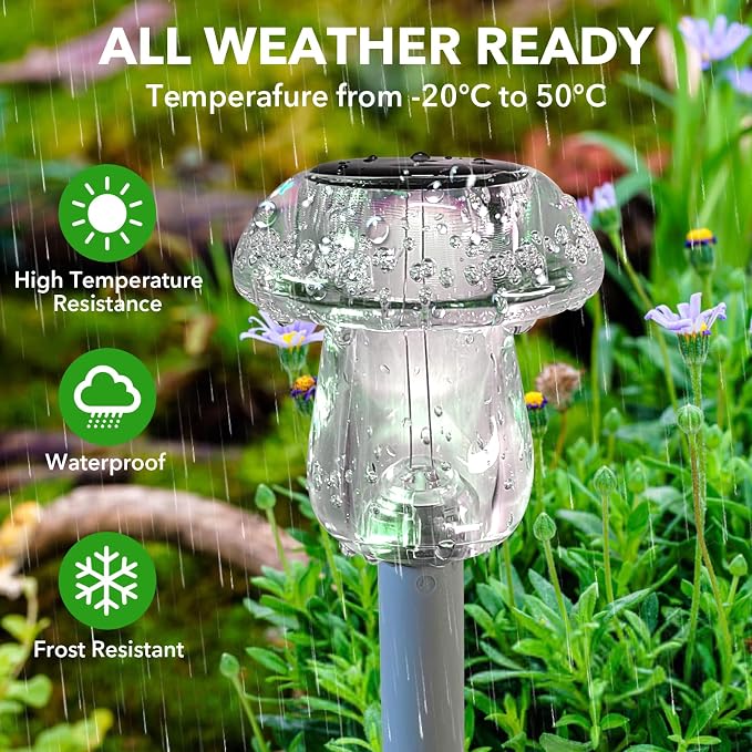 Benany Solar Lights Outdoor, 8 Pack Mushroom Lights Outside Waterproof - Image 6