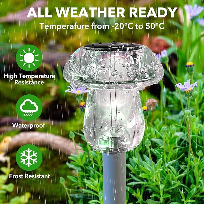 Solar Lights Outdoor, 16 Pack Mushroom Lights Outside Waterproof, Solar Powered - Image 6