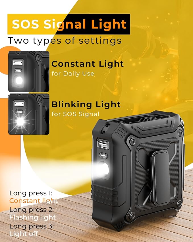 TUNISE Portable Fan with 5-Speed Settings, Dual-Sided Clip on Wearable Belt - Image 6