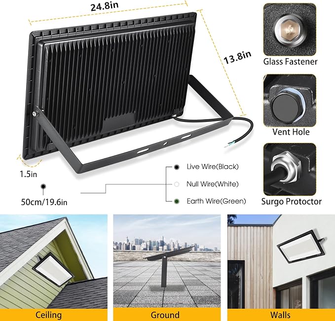 XYCN 800W 2pack LED Flood Lights, 3700 watt Equivalent 89500LM Super Bright - Image 4