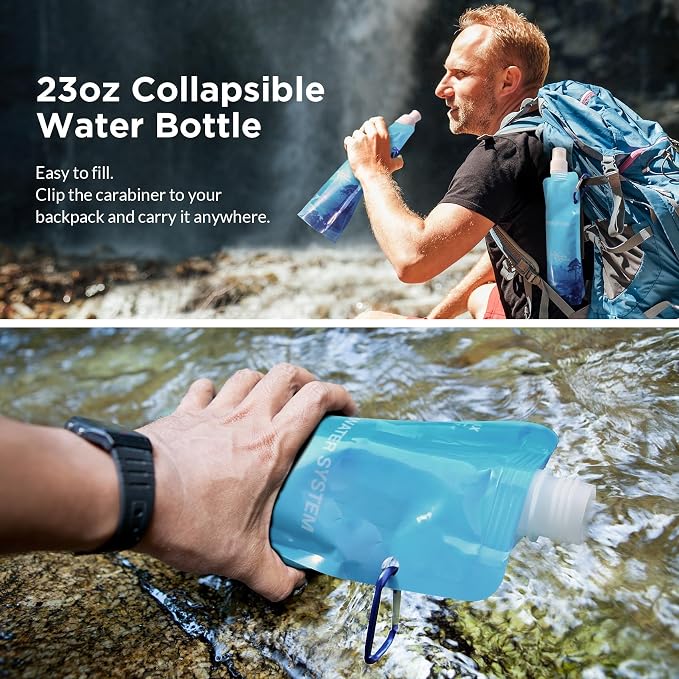 Membrane Solutions Collapsible Water Bottle 23oz, Foldable Pouch Water Bottle - Image 4