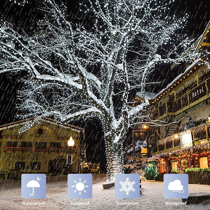 JMEXSUSS 300 LED White Christmas Lights, Outdoor Indoor, 8 Modes, Waterproof - Image 7
