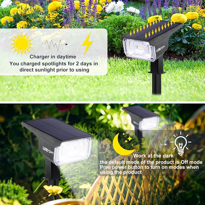 LEREKAM Solar Spot Lights, IP65 Waterproof 40 LEDs Landscape Spotlights - Image 5