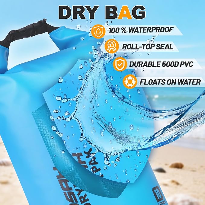 Waterproof Dry Bag, 5L/10L/20L/30L/40L Roll Top Lightweight Storage Backpack - Image 6