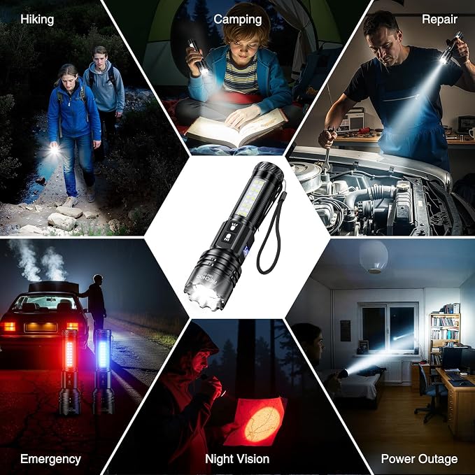 RECHOO Rechargeable Flashlights High Lumens 2 Pack, 7 Modes Dual-Switch - Image 7