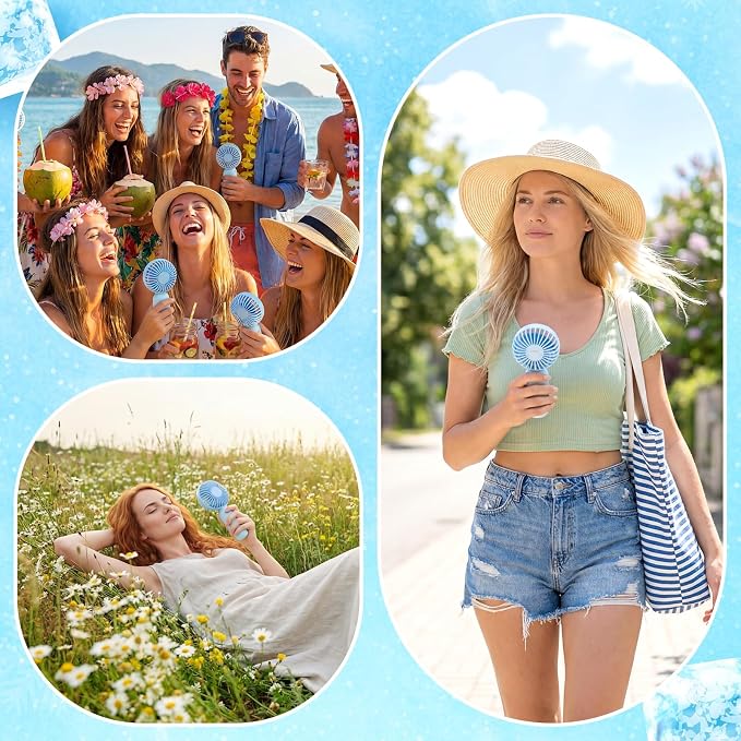 Rossesay 96 Pcs Mini Portable Fan Bulk Cute Handheld Lightweight Small Little - Image 6
