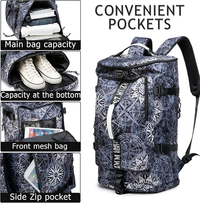 Gym Duffle Bag Waterproof black Laptop Backpack Suitable - Image 4