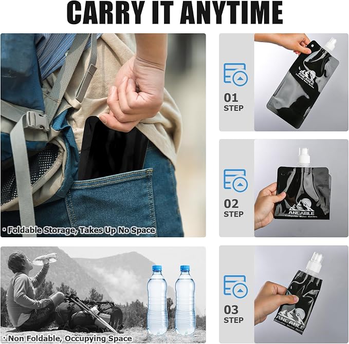 Ancable 17oz Collapsible Water Bottles, BPA-Free Water Bottle - Image 4