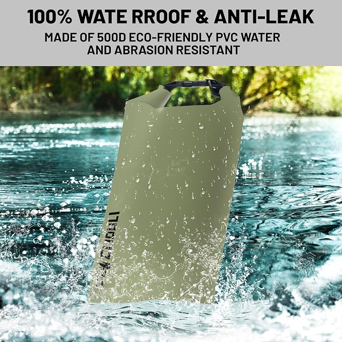 Waterproof Dry Bag, Roll Top Green Small Waterproof Backpack - Image 2